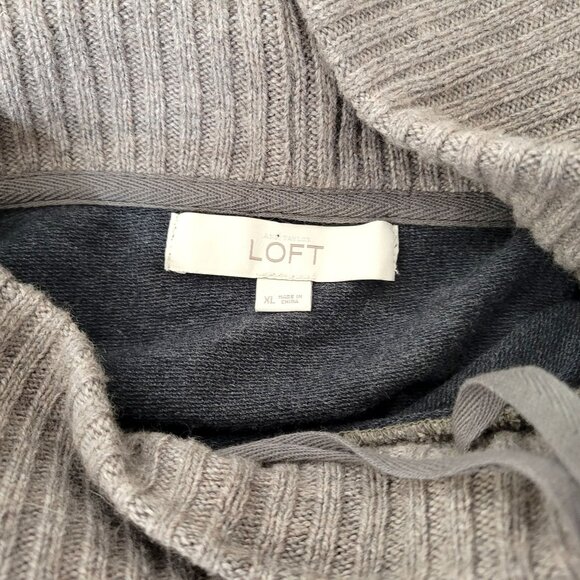 Ann Taylor LOFT Womens Gray Sweater With Ribbed Cowl Neck & Drawstring Size XL - Picture 3 of 6